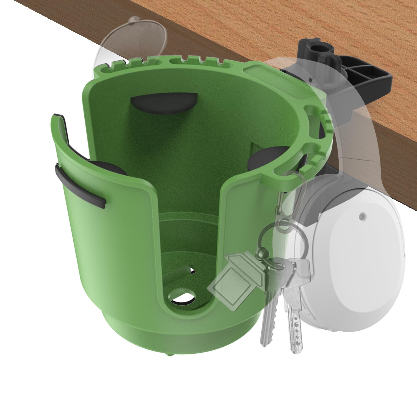 Desk Cup Holder with Spill-Proof Cup Design, Clip on Cup Holders for Desk, Table, Porch Swing, Patio Chair , Fits Maximum Diameter of 3/3.38 inches