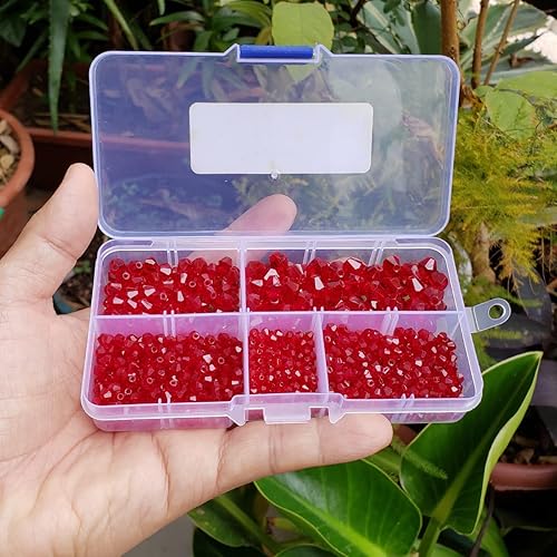 Miniatura 4 de Chengmu Cuentas de vidrio rojo bicona de 0.3 a 0.3 pulgadas para hacer joyas, 750 cuentas espaciadoras critales, surtidos, accesorios para pulsera,