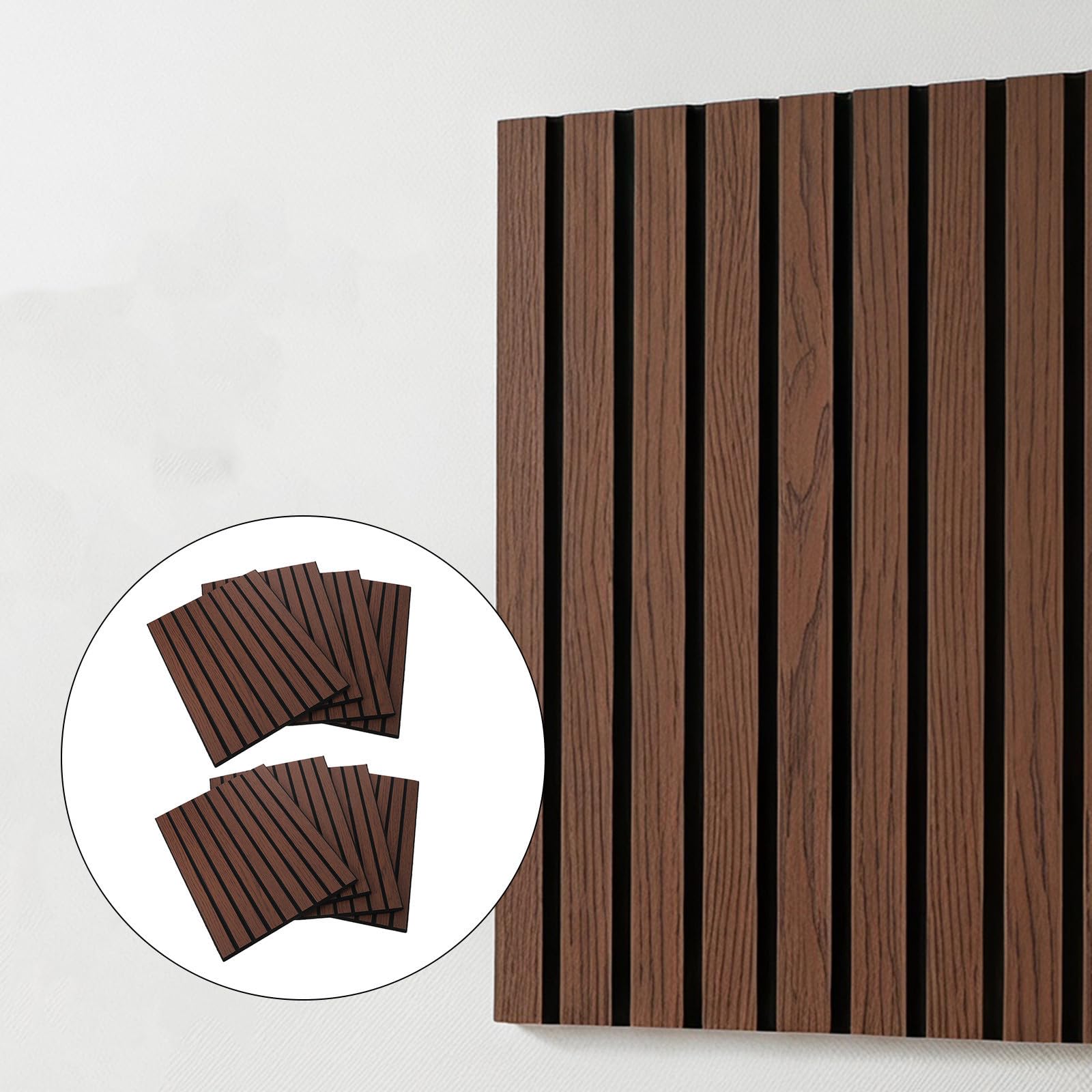 MAGICLULU Pannello Fonoassorbente 30x40cm in Poliestere 8 Pezzi Marrone Superficie a Righe, Riduzione Rumore e Camuffamento Imperfezioni, per Casa e Soggiorno