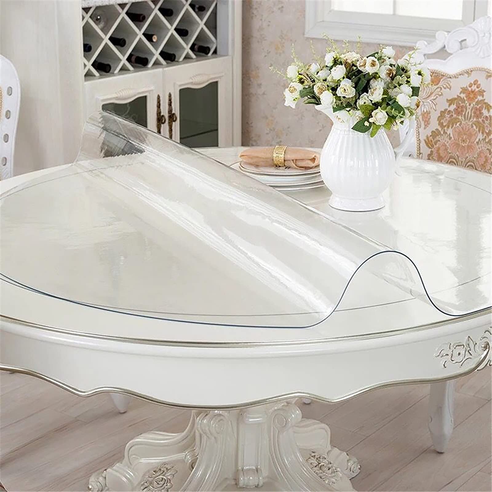 Housse de protection de table souple et imperméable en PVC transparent 3 mm