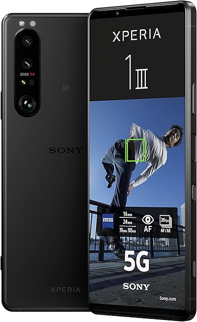 Sony Xperia 1 III - 6.5 Inch 21:9 CinemaWide 4K HDR OLED Display - 120Hz Refresh Rate - Four Lens Options - Android 11 - SIM Free - 12GB RAM - 256GB Storage - Dual SIM hybrid - Black