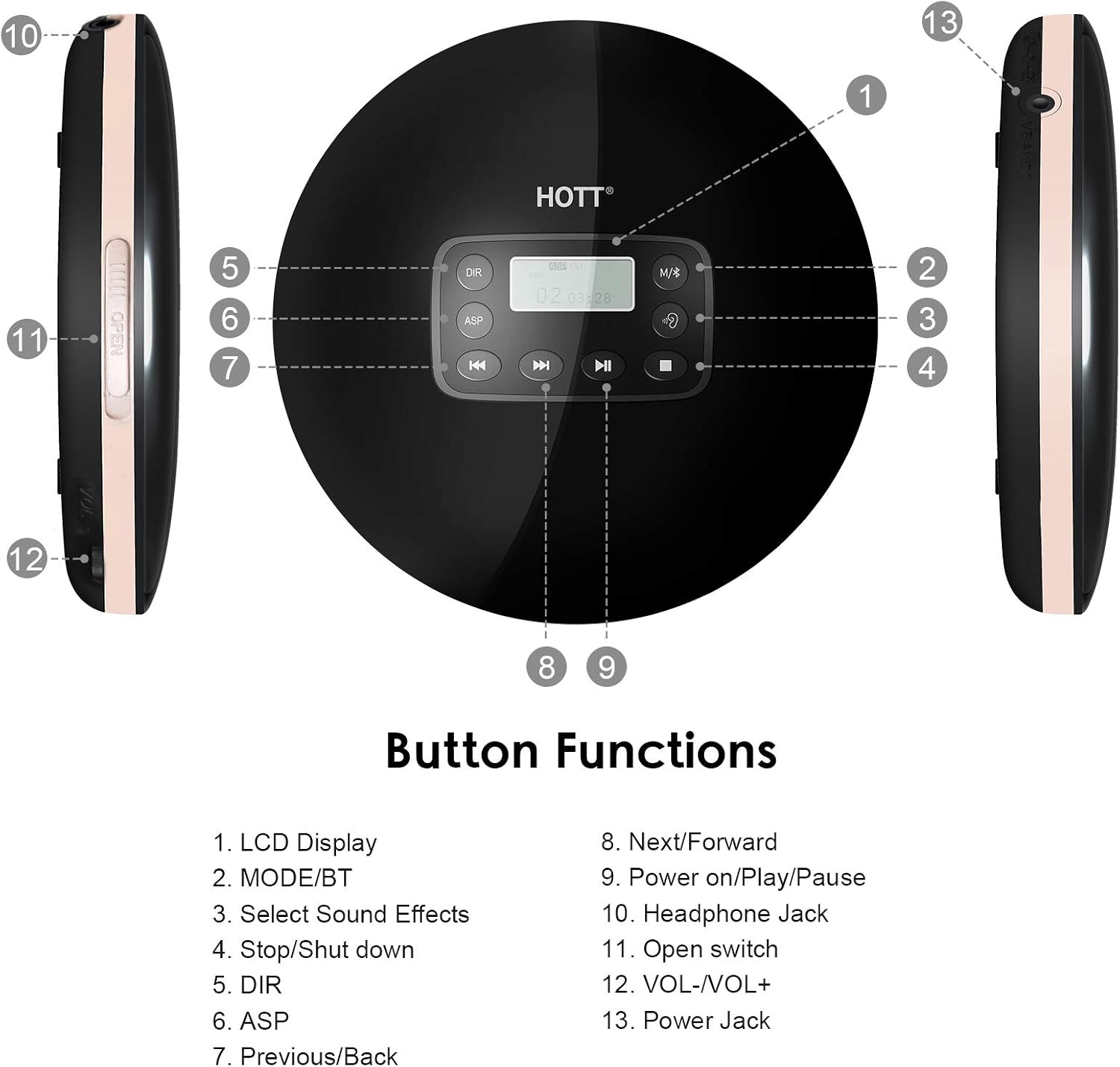 Tесh Dеаlѕ 🔥 Puersit Bluetooth Rechargeable CD Player, CD 711T Portable Anti-Skip/Shockproof Walkman with Stereo Headphones with LCD Display for Adults Students Kids Home Travel and Car-Black Bеѕt Dеаl Prоduсt Puersit Bluetooth Rechargeable CD Player, CD 711T Portable Anti-Skip/Shockproof Walkman with Stereo Headphones with LCD Display for Adults Students Kids Home Travel and Car-Black