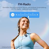 WOLFANG MP3 lejátszó Bluetooth 5.2 technológiával, 64 GB, kék, sport csipesz, mini méret 28,3 g, HiFi hangszóró, FM rádió, diktafon, fülhall 5