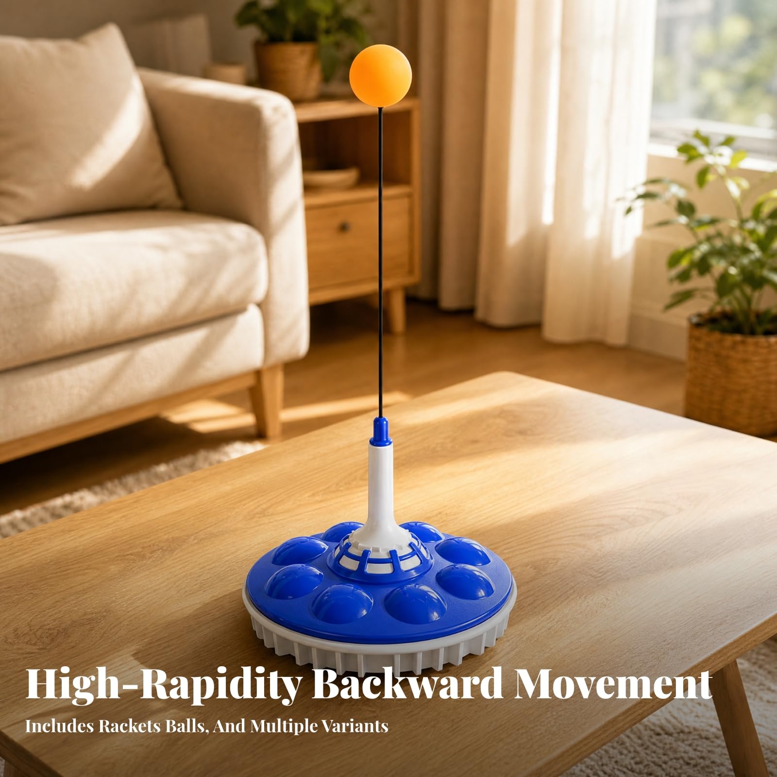 Raqueta Entrenamiento Pong con Base Circular y Muelle Flexible para r sin Mesa en Casa Incluye Pelotas y Eje Repuesto Acuada para Ejercicios
