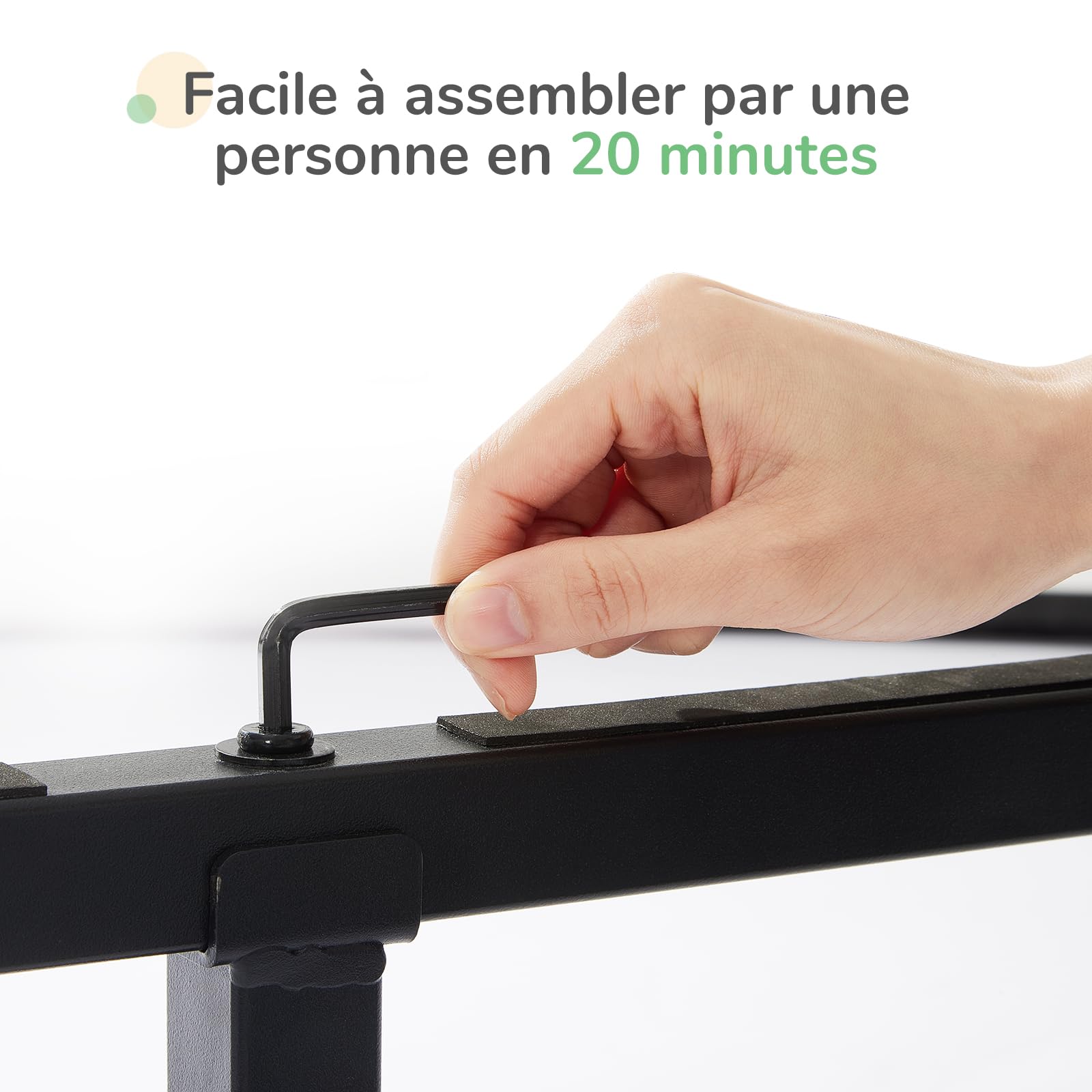 Novilla Cadre de lit Plateforme en métal pour Matelas de 140 x 190 cm, Hauteur de Rangement sous Le lit 30.5cm, Support à Lattes en Bois, Pas Besoin de sommier, Assemblage Facile, Noir