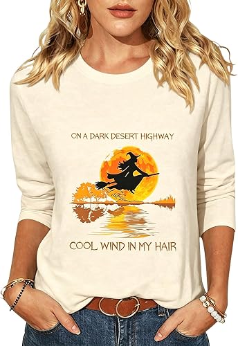 Witchy Clothes for Women Halloween Shirts 3/4 Sleeve Tops Fall Outfits