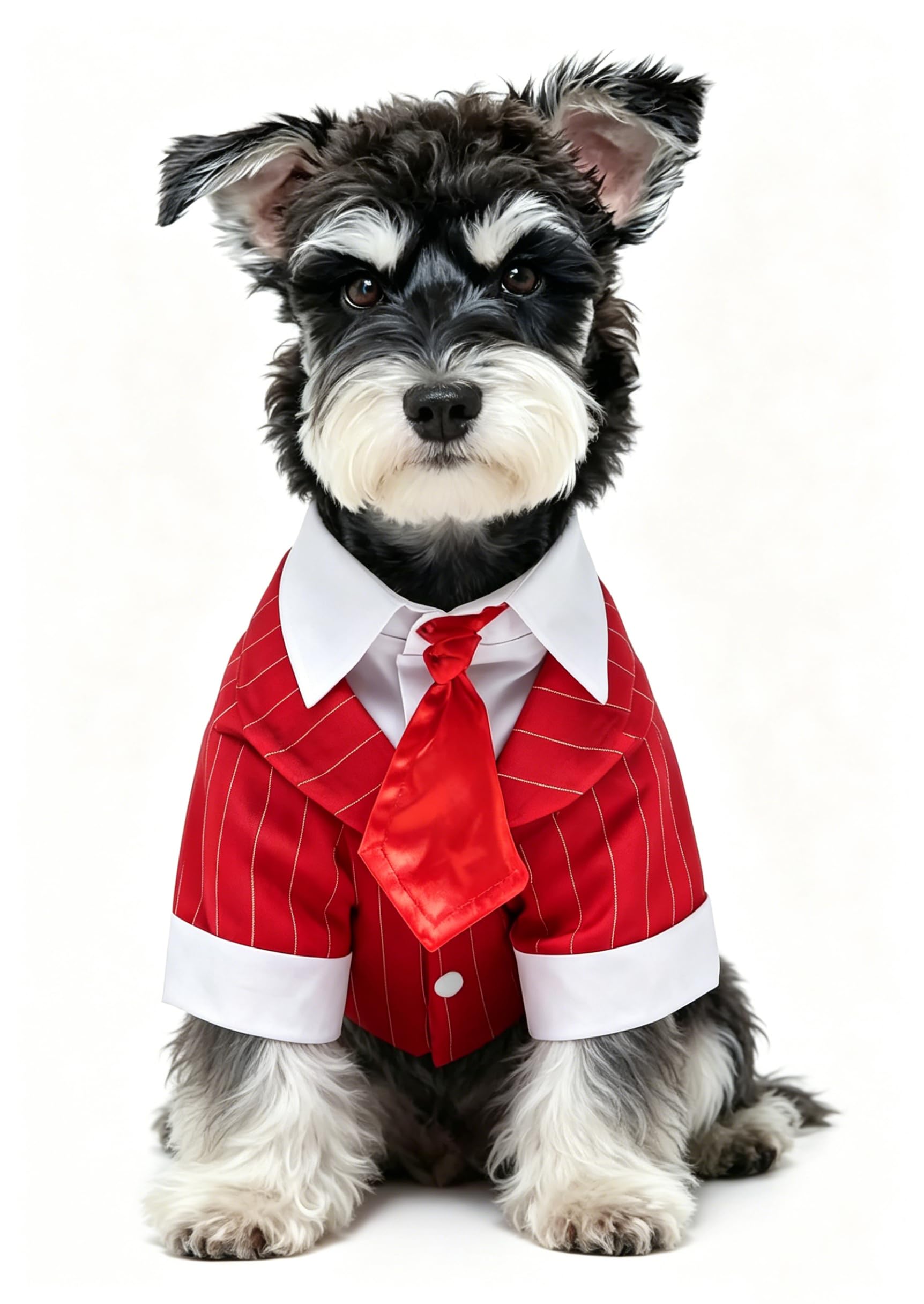 Costume et cravate à rayures rouges pour chien : smoking chic de taille L