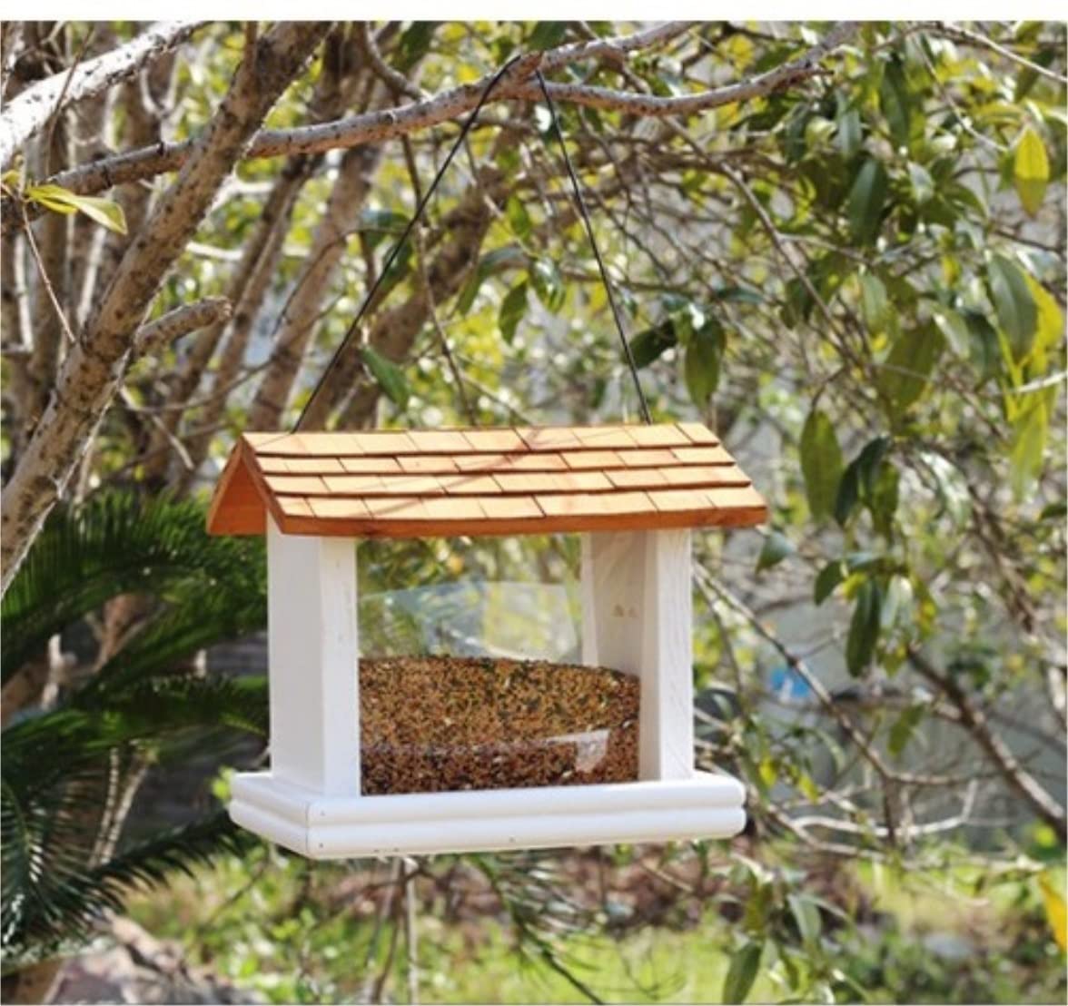 Vogelfutterhaus Garten Hölzernes Vogelfütterungs-Garten-Wildvogel-Haus-im Freien-Vogelhäuschen-im Freien Regenfestes Aufhängen Futterhaus Für Vögel Balkon