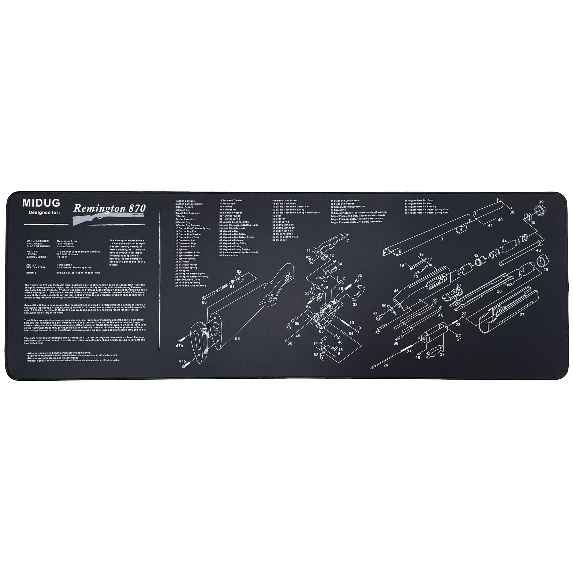 Gun Cleaning Mat Anti-Slip Rubber Pistol Cleaning Pad Gun Maintenance Mat for Handgun 1911/GLOCK/M&P/Remington 870