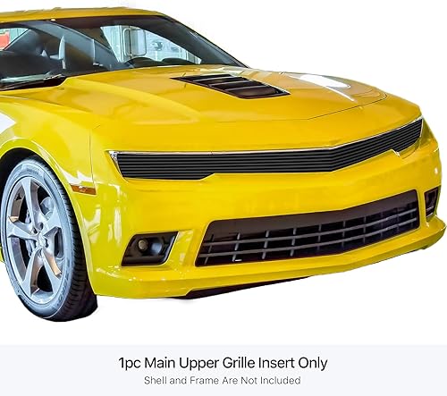 Miniatura 3 de HD Ridez Compatible con Chevy Camaro 2014-2015 SS LS LT con paquete RS Phantom Style principal superior acero inoxidable negro horizontal rejilla