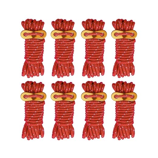 8-Pack 13ft Reflective 4mm Guy Line Set