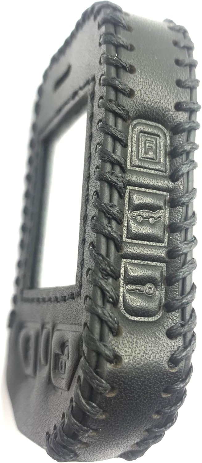 New RF-P2WT11-SS RFX-P2WT12-SS Leather Case Key Parts Durable For Compustar Replacement T12 T11 Remote Leather case Key（Black）