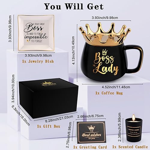 Miniatura 2 de HULASO Regalos para mujer jefa, regalos para el Día de la Madre para mujeres con vela y plato, regalos de agradecimiento para mujeres, taza de café