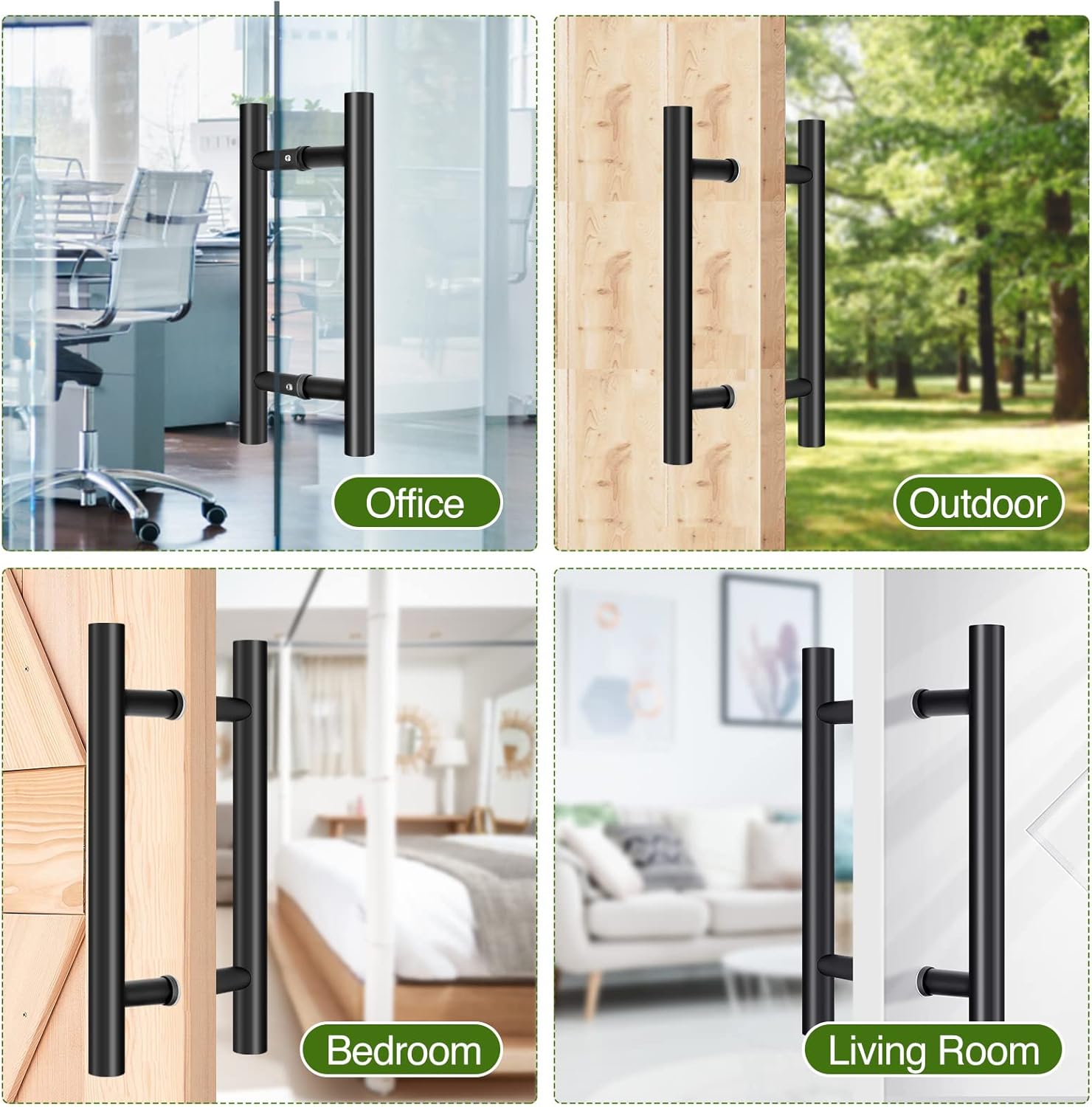 Buy 12 Barn Door Handles,Double Sided H Sliding Barn Door Handle，Matte Black Barn Door Handles