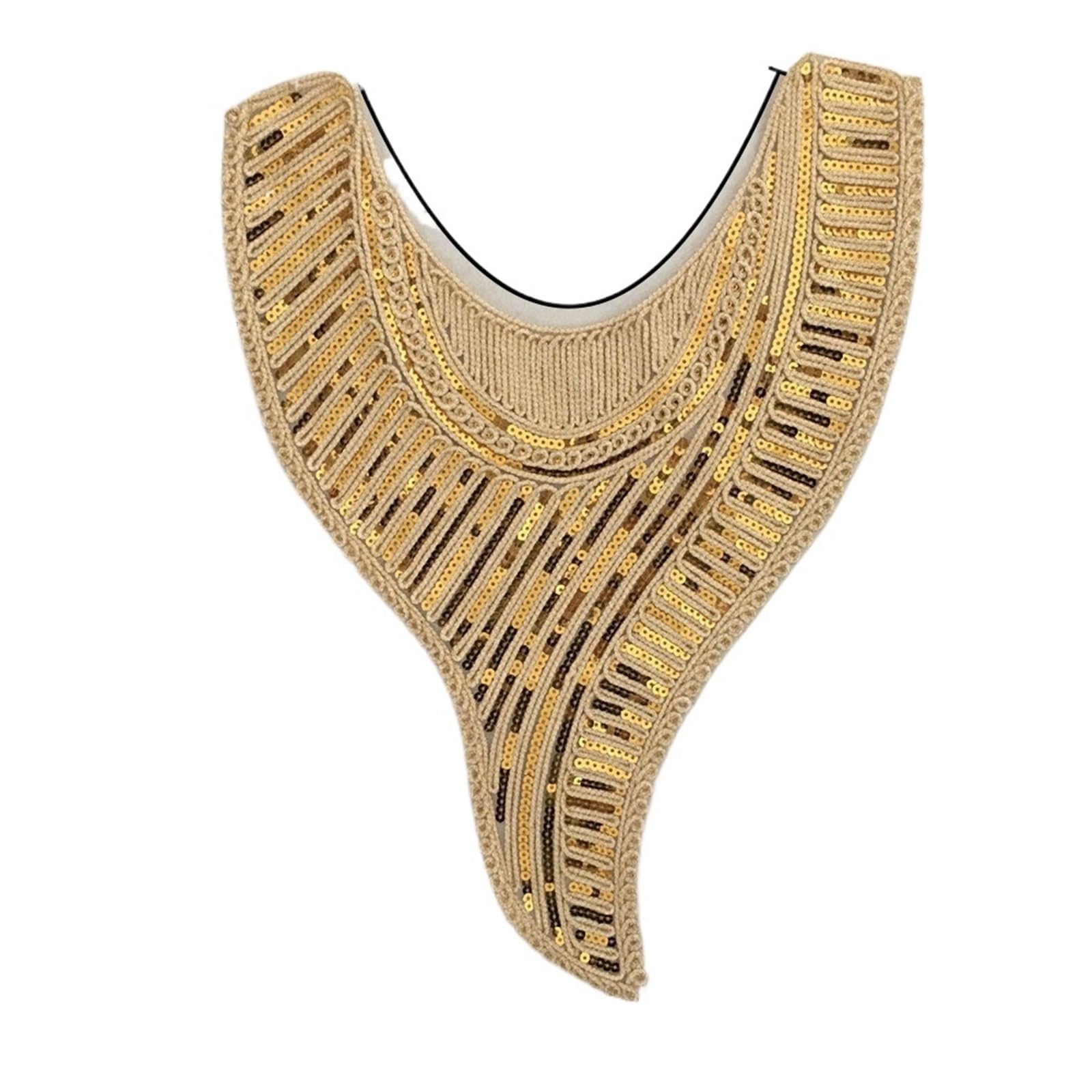 Bordado de cuentas en forma cuello bordado dorado