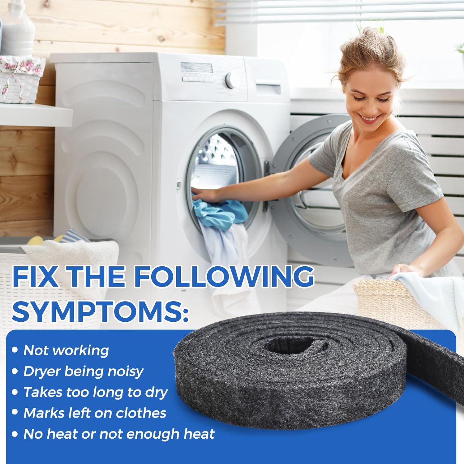 WE09X27634 Dryer Drum Felt Seal fit for Whirlpool Kenmore GE Hotpoint Dryer