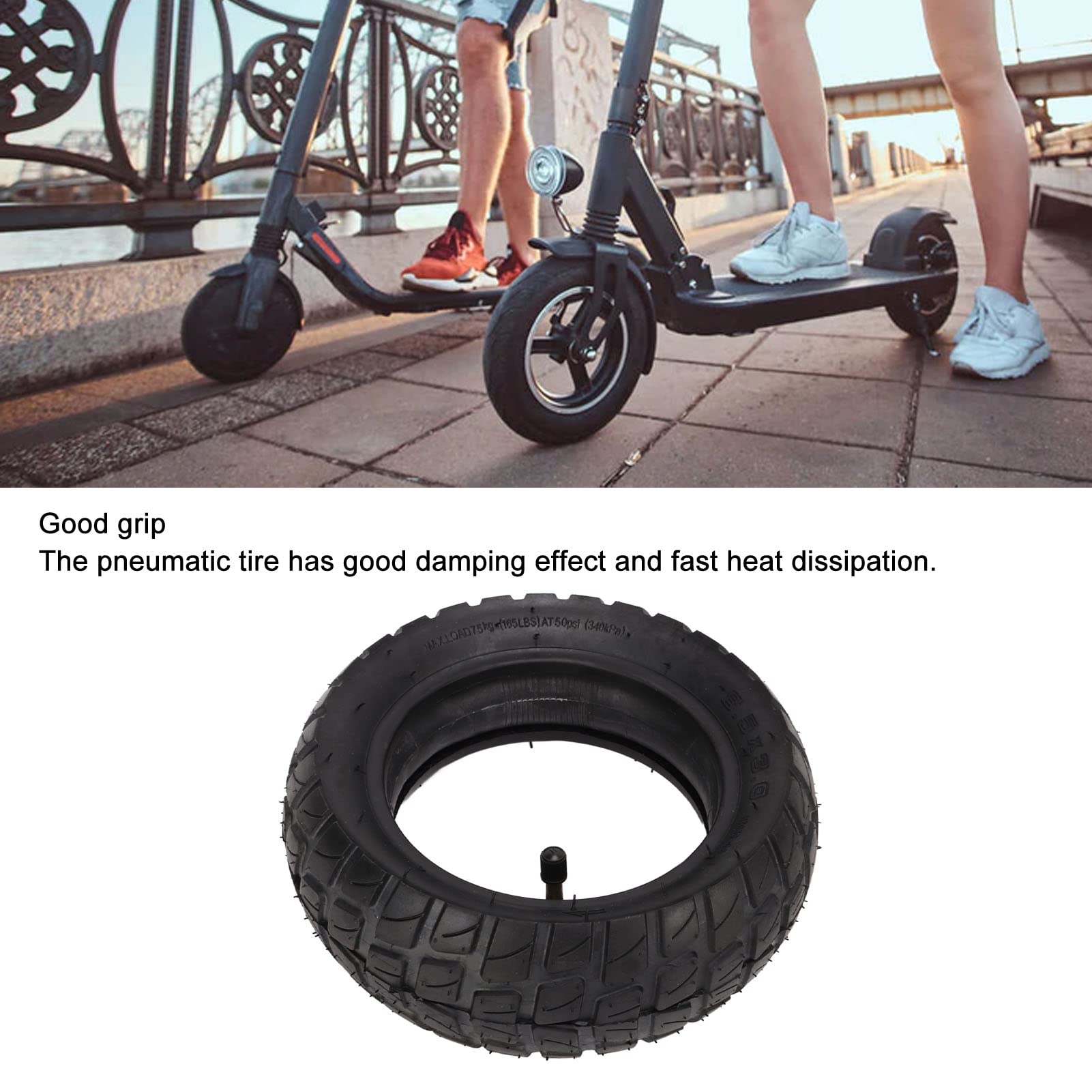 Pneu Scooter Électrique, Pneu Anti-Choc Gonflable Intérieur Extérieur 8.5x3.0 en Caoutchouc Résistant avec Adhérence Améliorée pour Remplacement de Roue E-Scooter