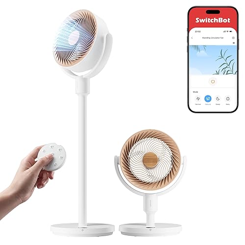 SwitchBot Ventilateur sur pied oscillant, éclairage RGB, 22 dB ultra-silencieux,