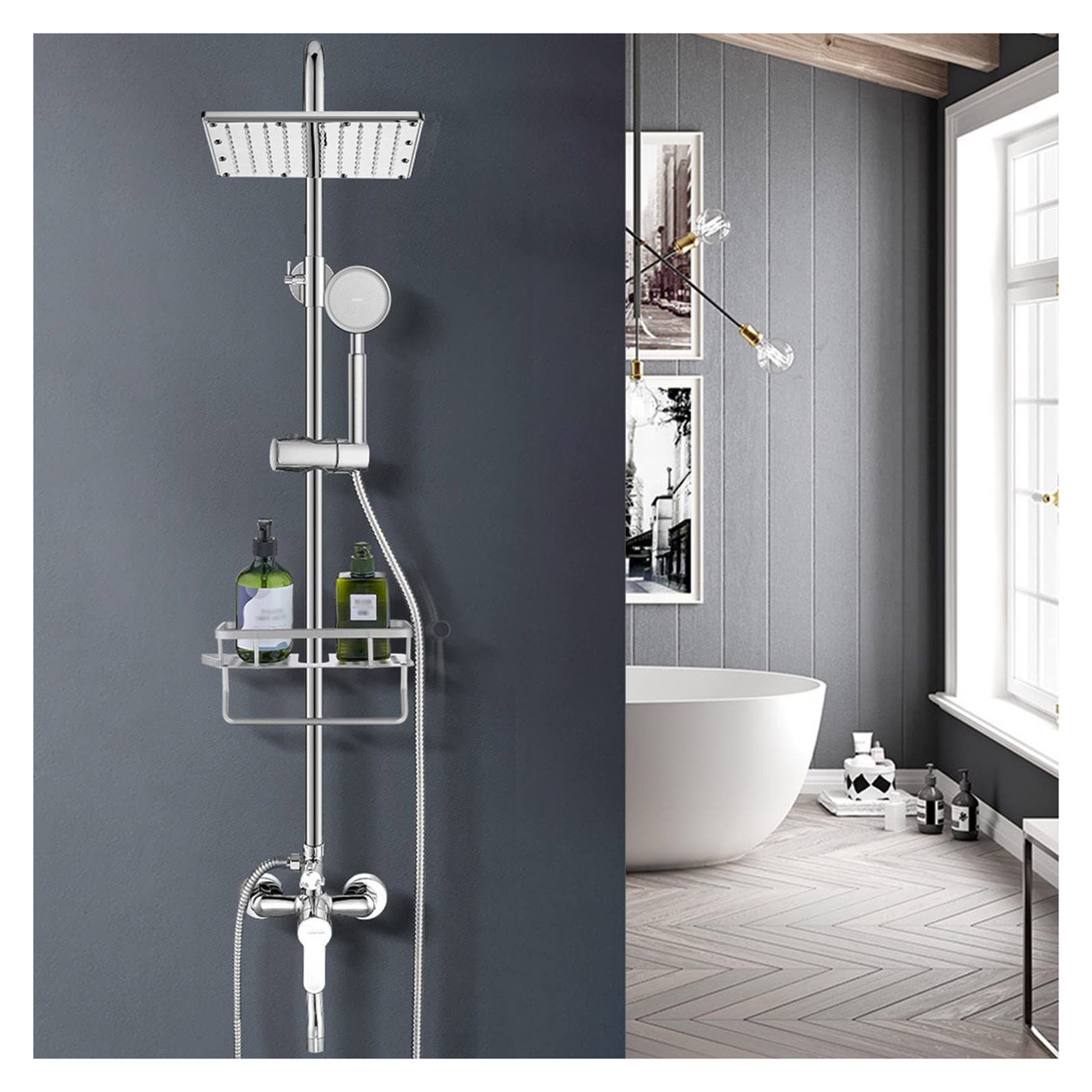 Système de douche chrome mural de qualité supérieure avec valve intégrée