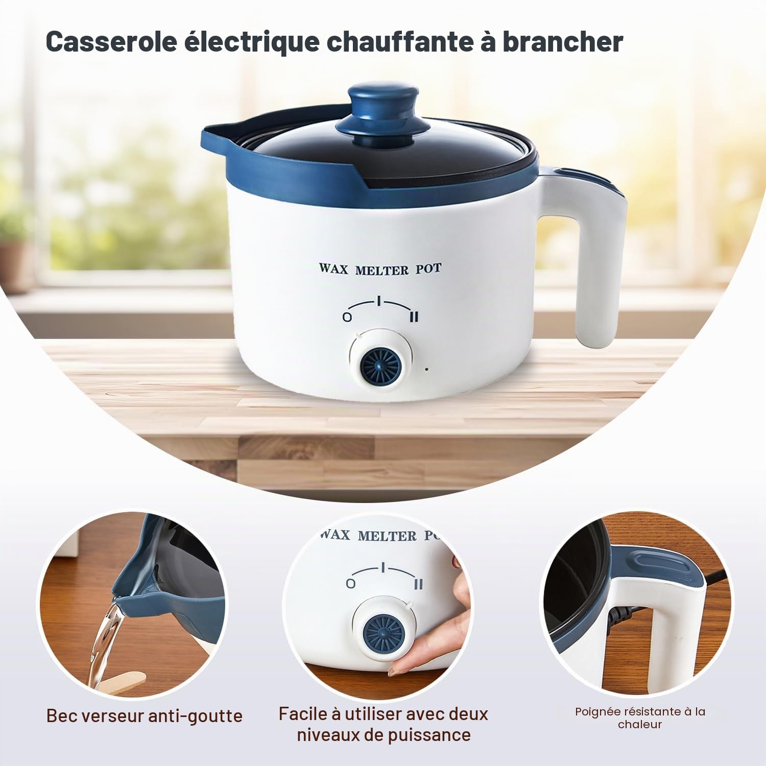 Fondoir à Cire électrique Pour la Fabrication de Bougies avec Bec Verseur | Appareil à fondre la cire avec thermomètre, machine pour faire fondre la cire de bougie 1.5L