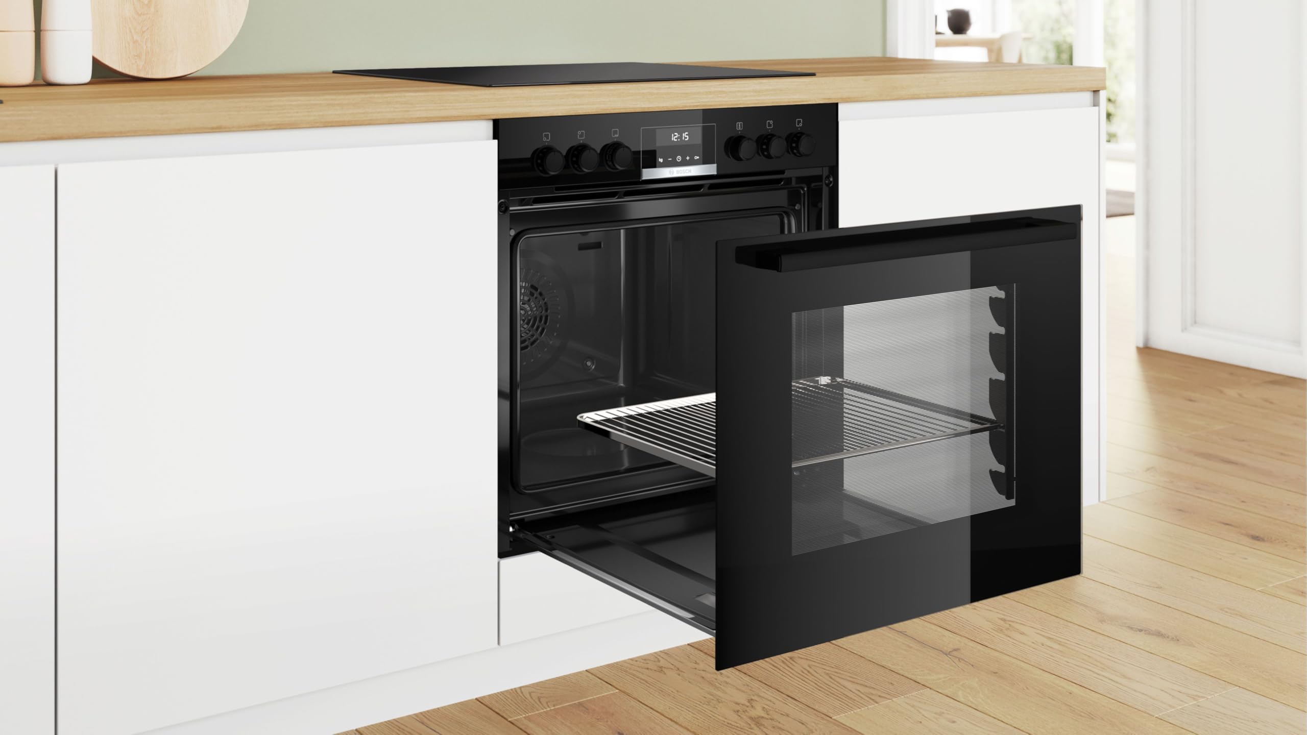 Bosch Serie 6 Einbauherd-Set HND611LS67 60 cm mit Reinigungshilfe AutoPilot 10 HEB517BB3 Serie 4 Elektro-Kochfeld 60 cm herdgesteuert mit Rahmen Made in Germany