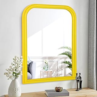 Comprar Espejo Rústico Con Marco de Madera - Borde Redondo, Tocador Vintage, Rectangular Decorativo Para Dormitorio, Baño, Sala de Estar