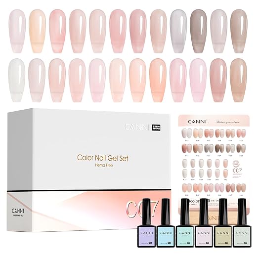 CANNI Conjunto de 30 peças de esmalte de gel gelatinoso - 9 ml transparente nude rosa leitoso branco cinza laranja gel para manicure francesa, kit de imersão UV LED para todas as estações, salão e uso