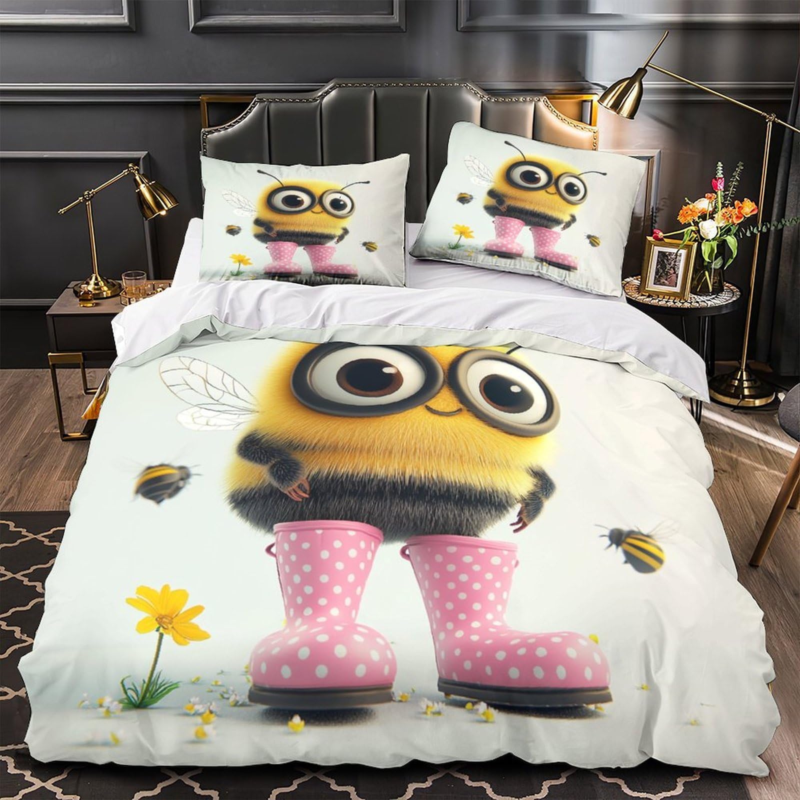 Housse de couette abeille 3D en microfibre inaltérable de qualité supérieure pour lit king