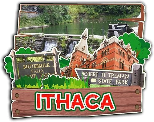 Imán de madera para nevera de Ithaca New York USA 3D, monumentos de viaje, coleccionables, recuerdos, decoración hecha a mano -2530