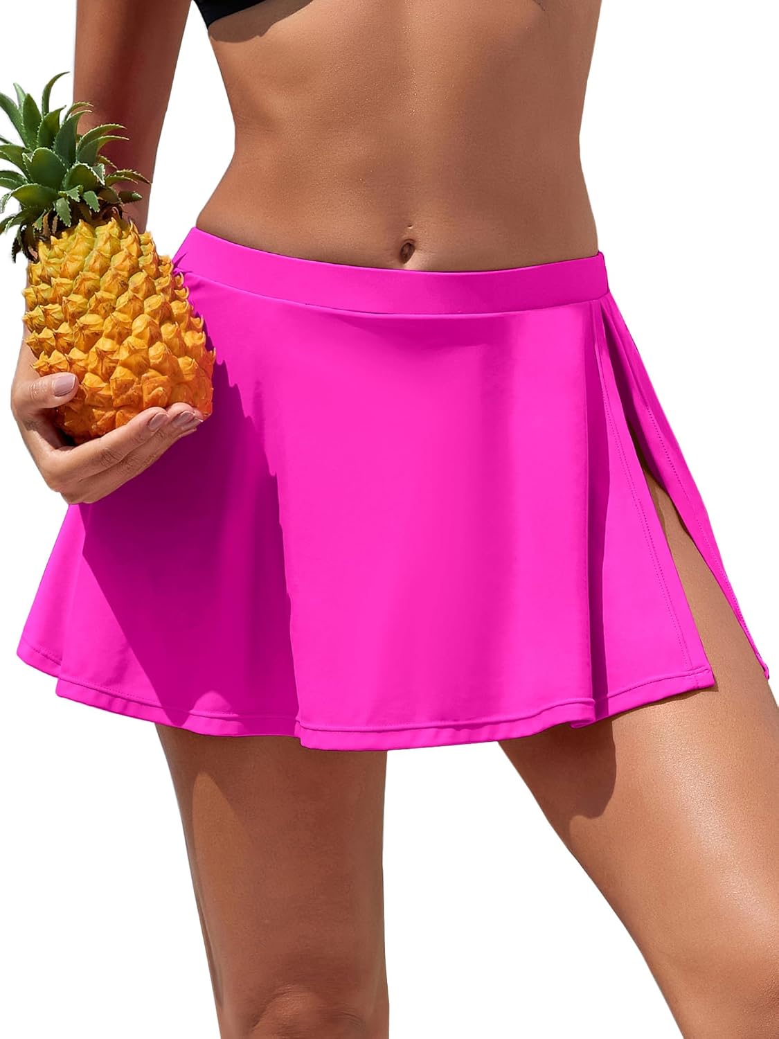 ZAFUL Women Swim Skirt Tummy Control Swimsuit Skirt with Built-in Briefs High Waisted Split Swim Bottom