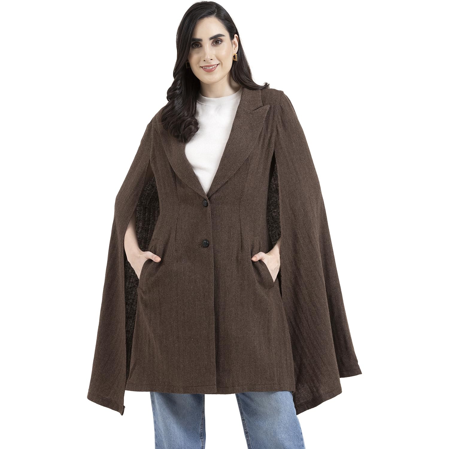 owncraft women's Herringbone wool cape coat-picture-26