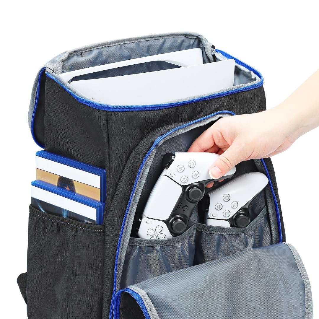 BGTREND Carrying Case for PS5, Gaming Console Bag with Multiple Pockets for Accessories and 15.6" Laptop, Portable for Travel and Storage, Black - Image 5