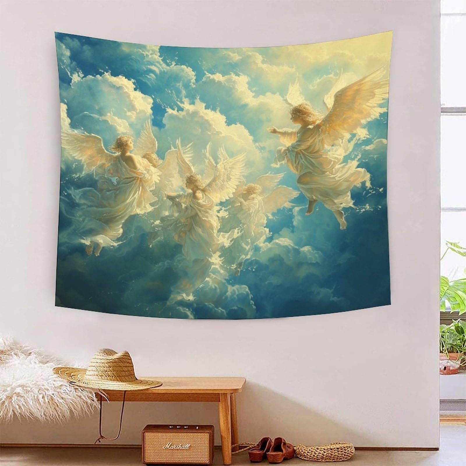 Tapiz de pared KaleidoKit estampado 3D de ángeles con relieve visual de 150cmx200cm 7