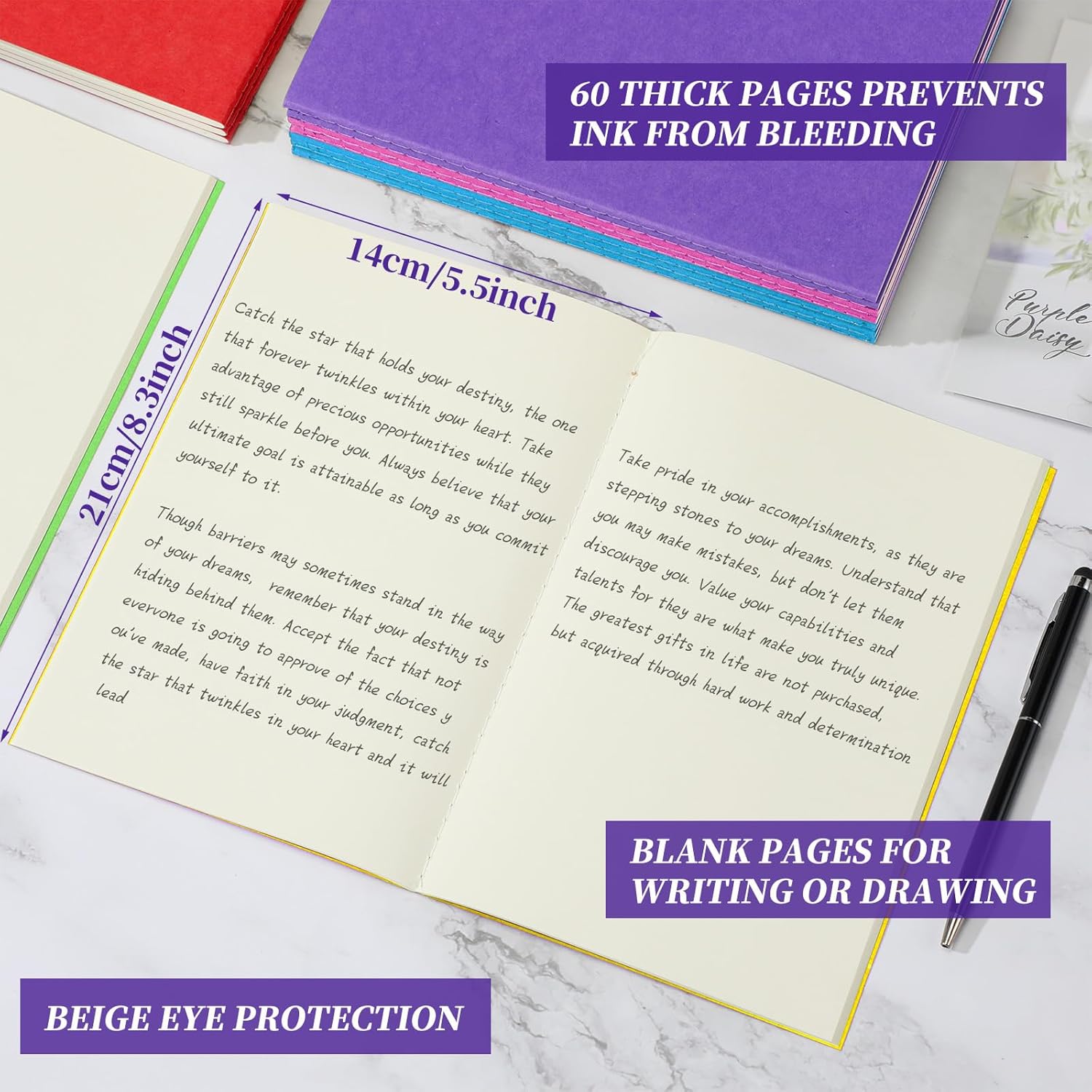 Thenshop 30 Pcs A5 Kraft Notebooks Blank Journal Bulk Unlined Paper Sketchbooks Composition Notebooks 60 Pages 8.3 x 5.5 Inch for Students Office School Back to School Supplies(Bright Color)
