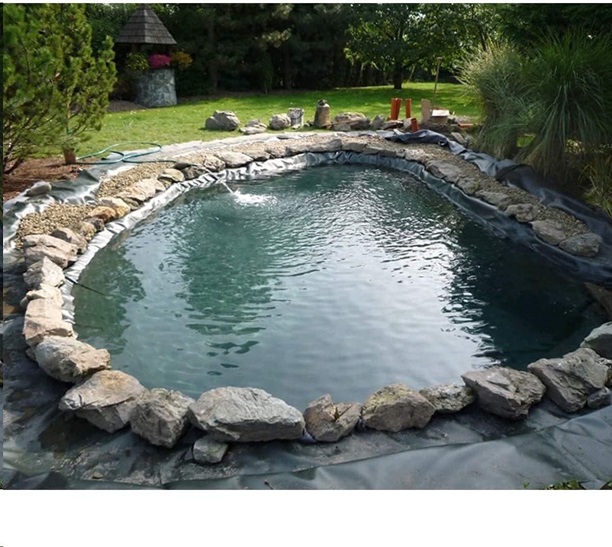 20x20 Ft Pond Liner Flexible Liners Water Garden Fish Pond Liner 17 Mil Thickness Elasticity Pound Skins Fountain Underlayment Aging-Proof koi Pond Liner