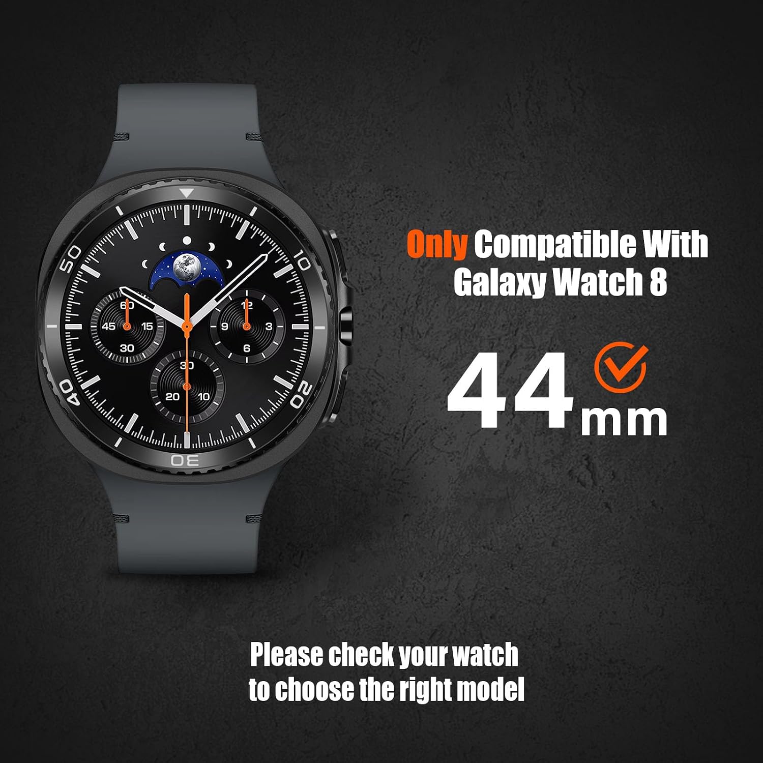 3 in 1 Metal Case Compatible for Samsung Galaxy Watch 8 44mm with Screen Protector, Rugged Scratch Resistant Protective Bumper Cover for Samsung Galaxy Watch 8, Black/White