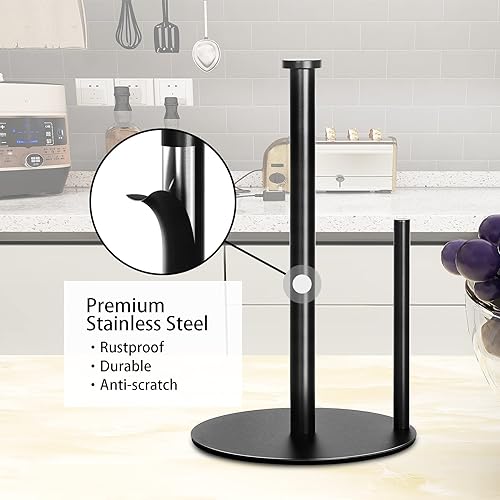 Miniatura 5 de Soporte para toallas de papel, soporte para toallas de papel de cocina negro para organización de cocina y baño, soporte de toallas de papel de