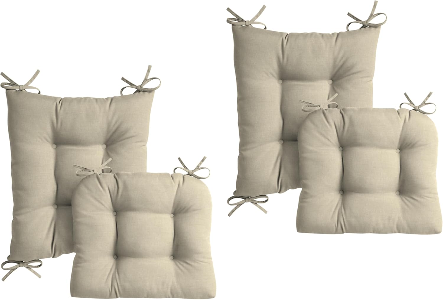 Arden Plush Indoor/Outdoor Rocking Chair Cushion Set, 2 Pack, 18 x 20, Water Repellent, Fade Resistant, Tufted Cushion for Rocking Chairs Tan Leala