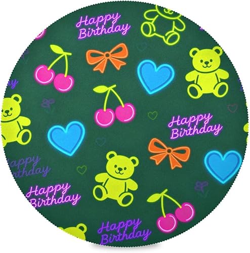 Happy Birthday Cars Dark Green Round Natural placemats Plate placemat Set of 4 15x15 in individuales para comedor