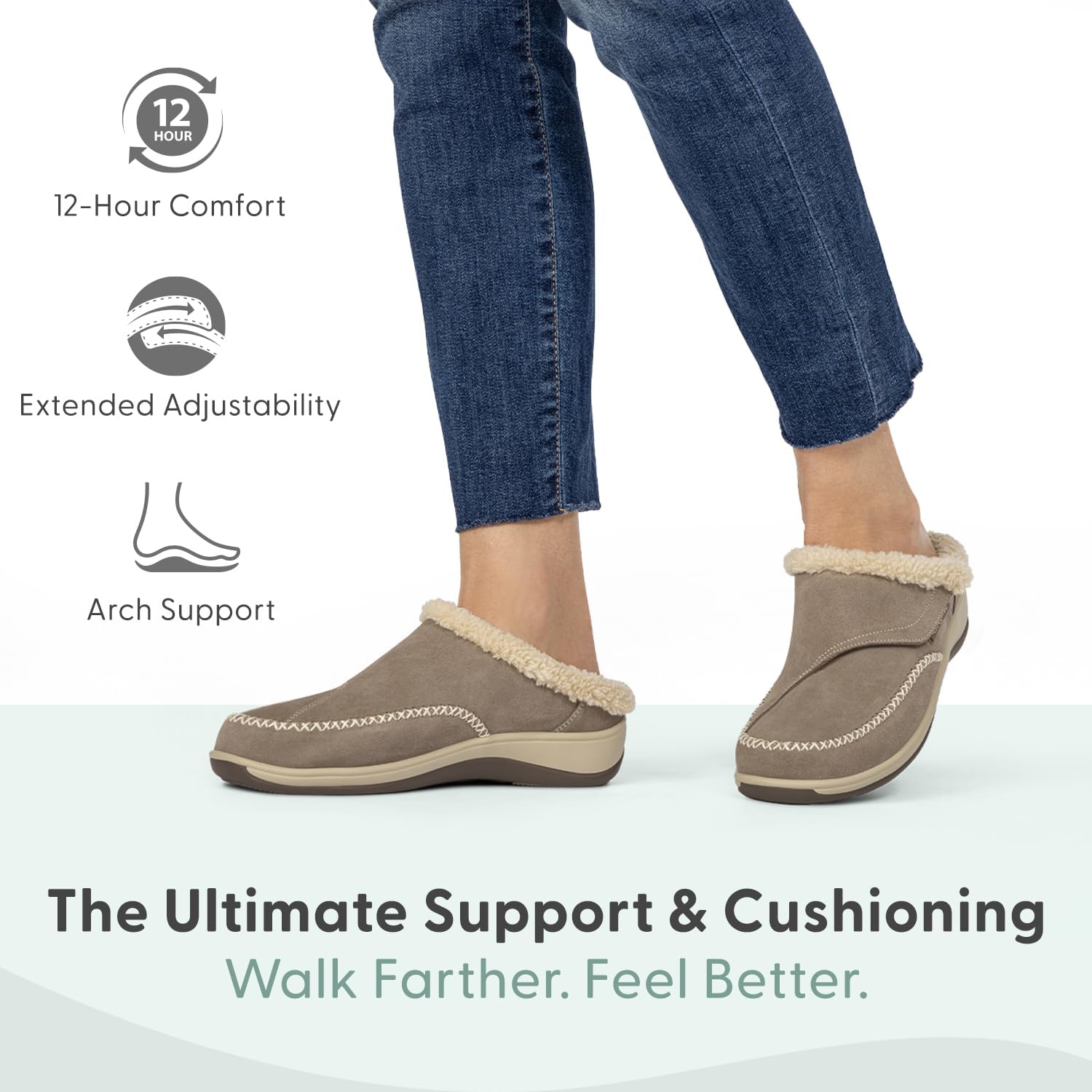 Orthofeet Women's Orthopedic Faux Fur Lined Charlotte Slippers - Image 2