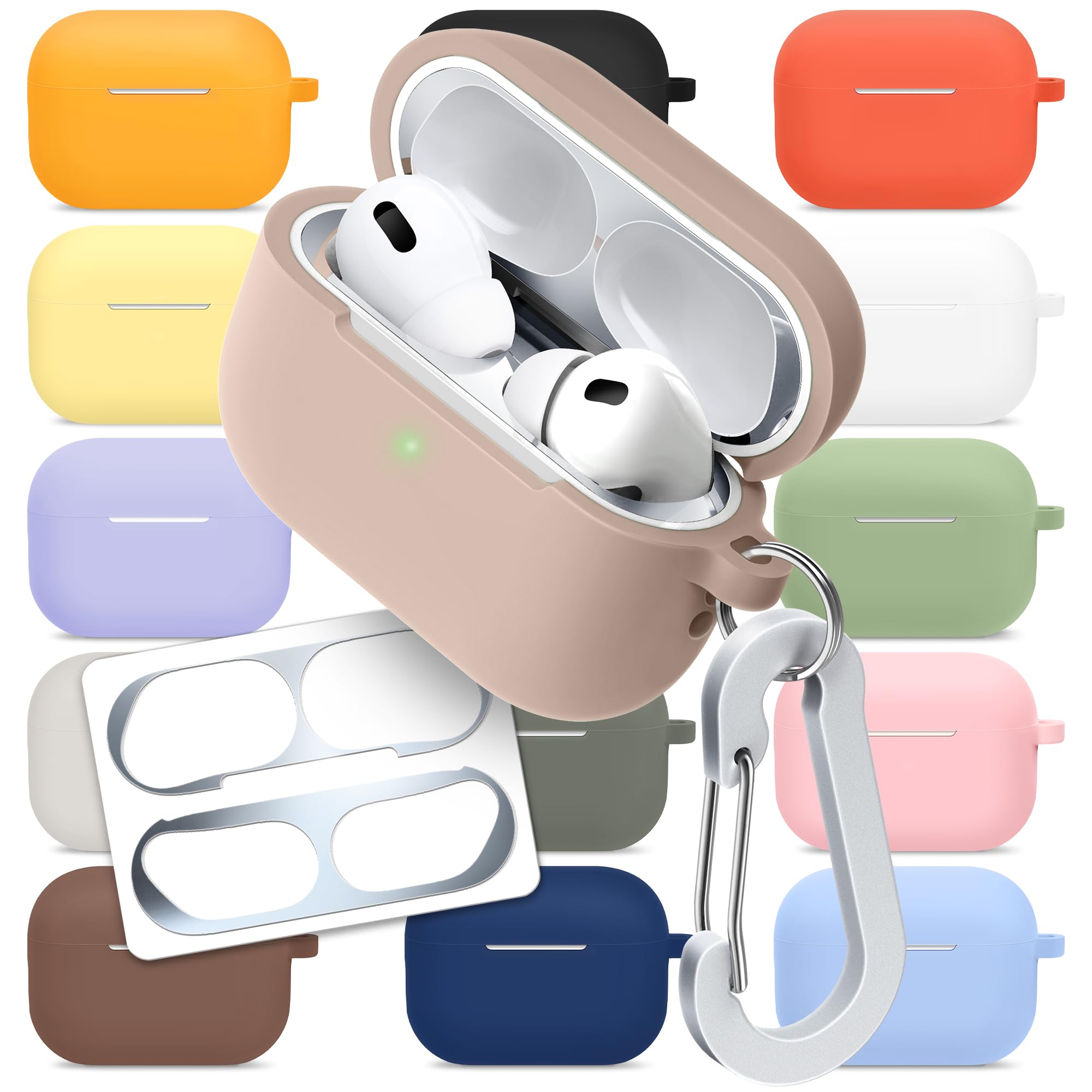 [3 in 1] AirPods Pro 3 Silicone Case + Anti-Lost Carabiner + Dust Guard Metal Film, Protective Cover with Keychain for Apple AirPods Pro3 (2025) — view 56