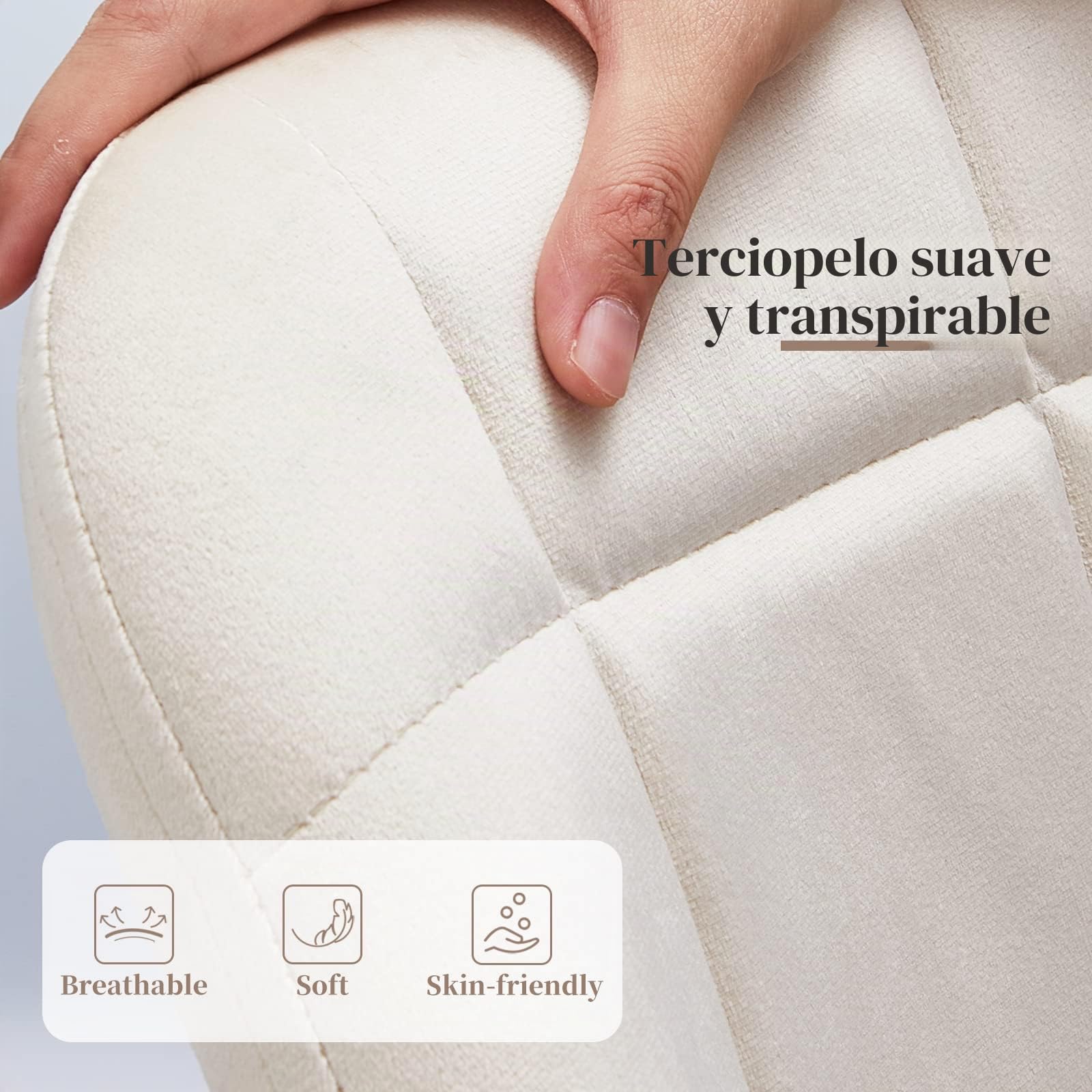 TUKAILAi Juego de 2 Sillas de Comedor Terciopelo con Reposabrazos, Silla Cocina Ergonómicos con Patas Metálicas, Sillón Tapizado Moderna en Tela para Salón (Beige)