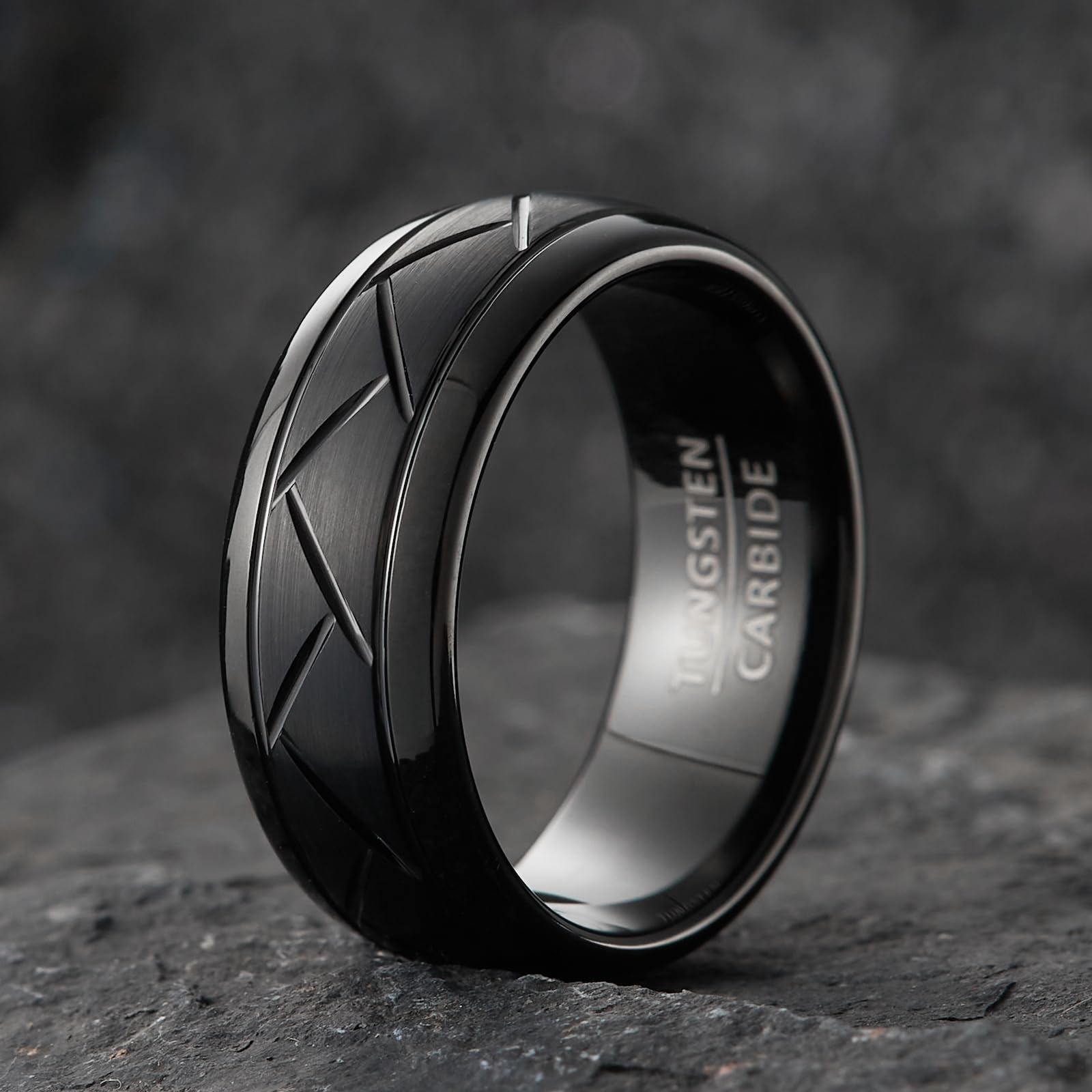 1 anillo de tungsteno Y2K de moda para hombres y mujeres, con un ancho de 8 mm, adecuado para el uso diario en anillos de boda para parejas, fiestas, vacaciones, cumpleaños y aniversarios
