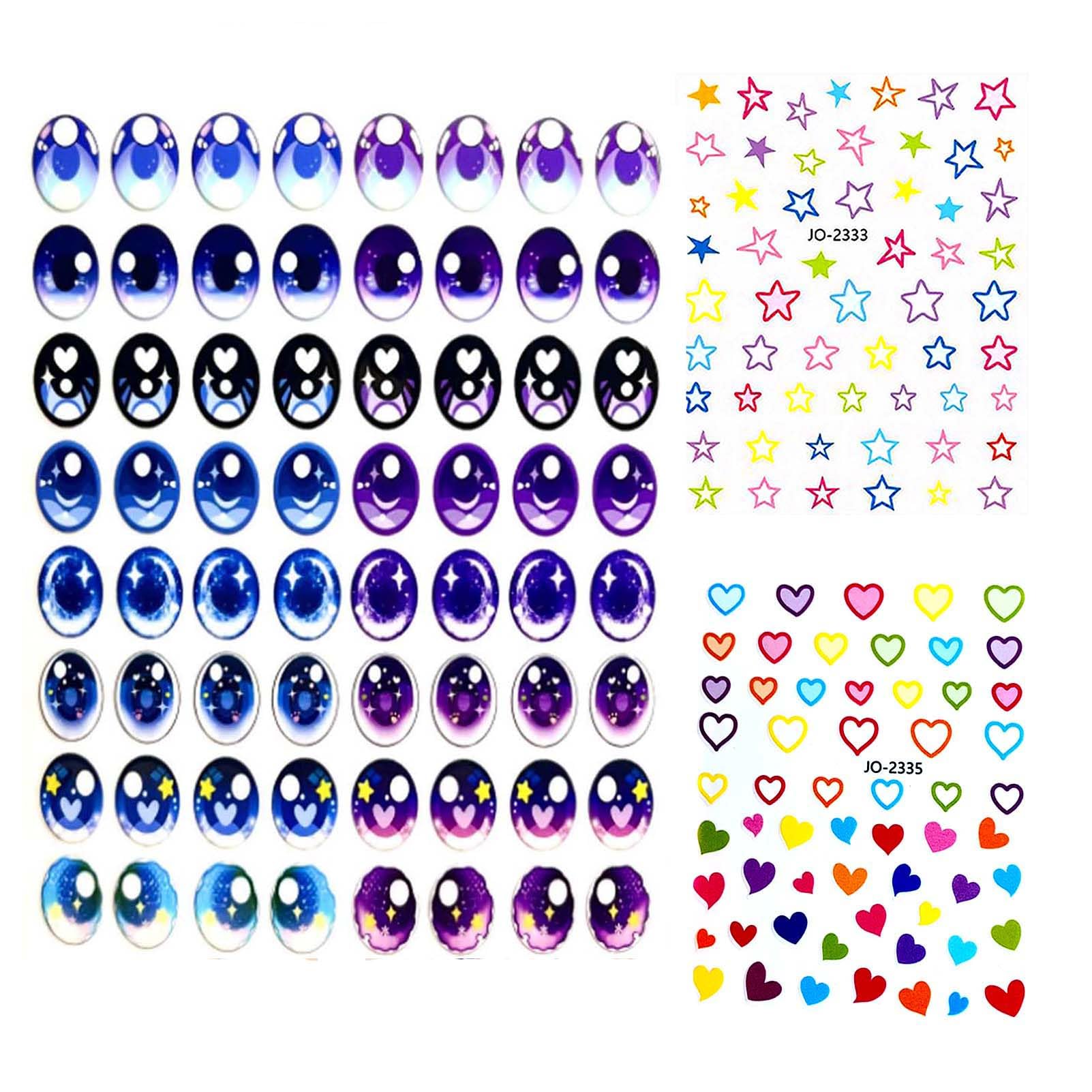 Yeux poupée 17 cm autocollants décoratifs stickers dessin animé lot 32 F5