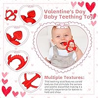 Vista 3 de Valentines Heart Baby Teething Toys for Babies 0-36 Months, Easy for Little Hands to Hold,Cupid Bow and Arrow Soft Teether Toy, Surface texture for