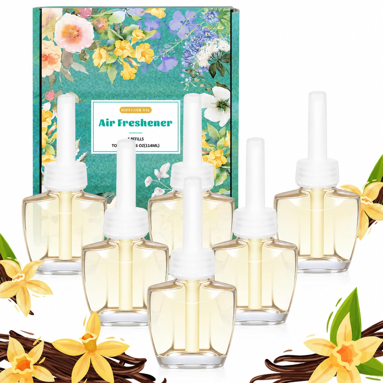 SCENTORINI Flakon zapachowy, waniliowy zapach do pomieszczeń, odświeżacz powietrza do pomieszczeń, 6 x 19 ml, wkłady zapachowe, wkład do wtyczek Air Wick i Glade