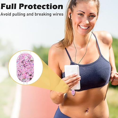 Miniatura 5 de Protector de cable compatible con cargador de iPhone de Apple con espejo, bonito diseño de corazón de amor con purpurina, funda USB de línea de