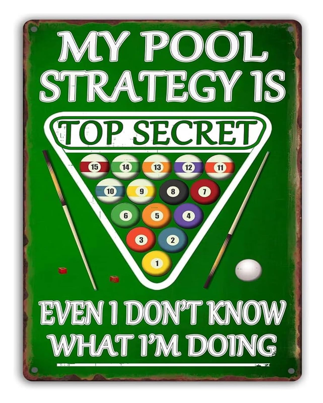 IDGTTLDF Billiard Room Sign Vintage Tin Sign for Man Cave Wall Decor Retro Metal Sign Pool Table Art Game Room Bar Basement Decor 8 X 12 in