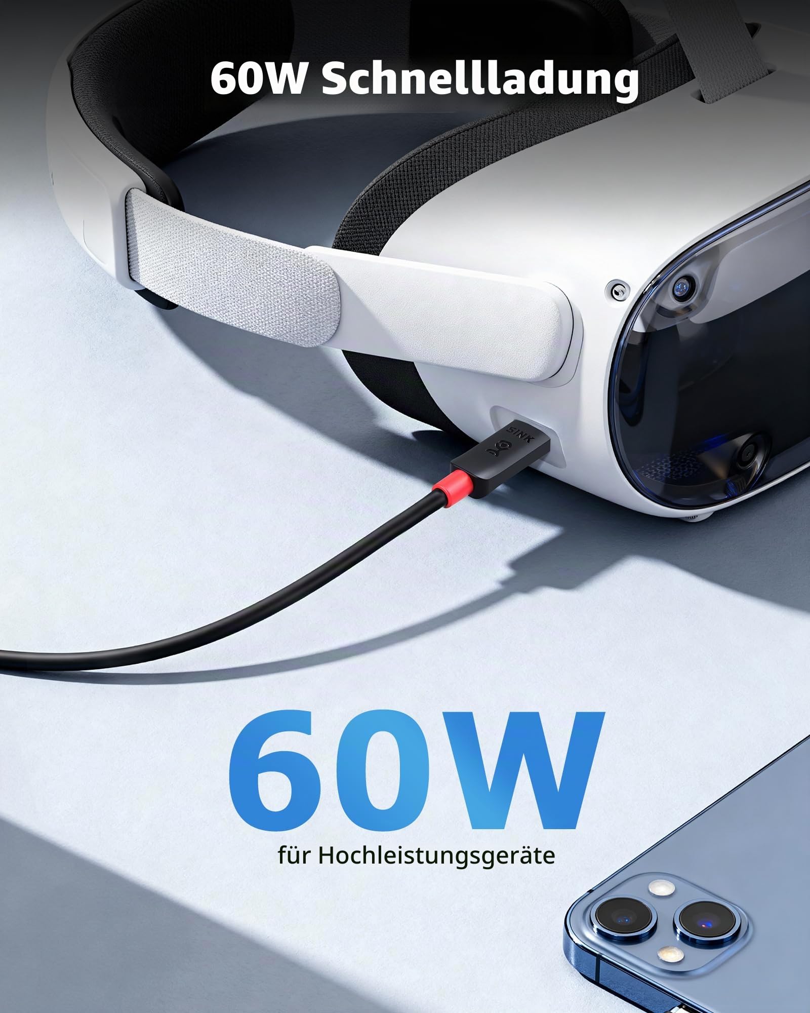 Cable Matters aktives USB C Monitor Kabel mit 8K, 10Gbps Daten und 60W, 3m | USB C Video Kabel, Daten und PD für tragbare Monitor, Oculus Quest/Oculus Quest 2 VR Brille und mehr