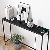 Vista 8 de Console Table, Narrow Sofa Table, 43.3” Entrance Table with Power Station, Behind Couch Table, Simple Style, for Living Room, Hallway, Entryway
